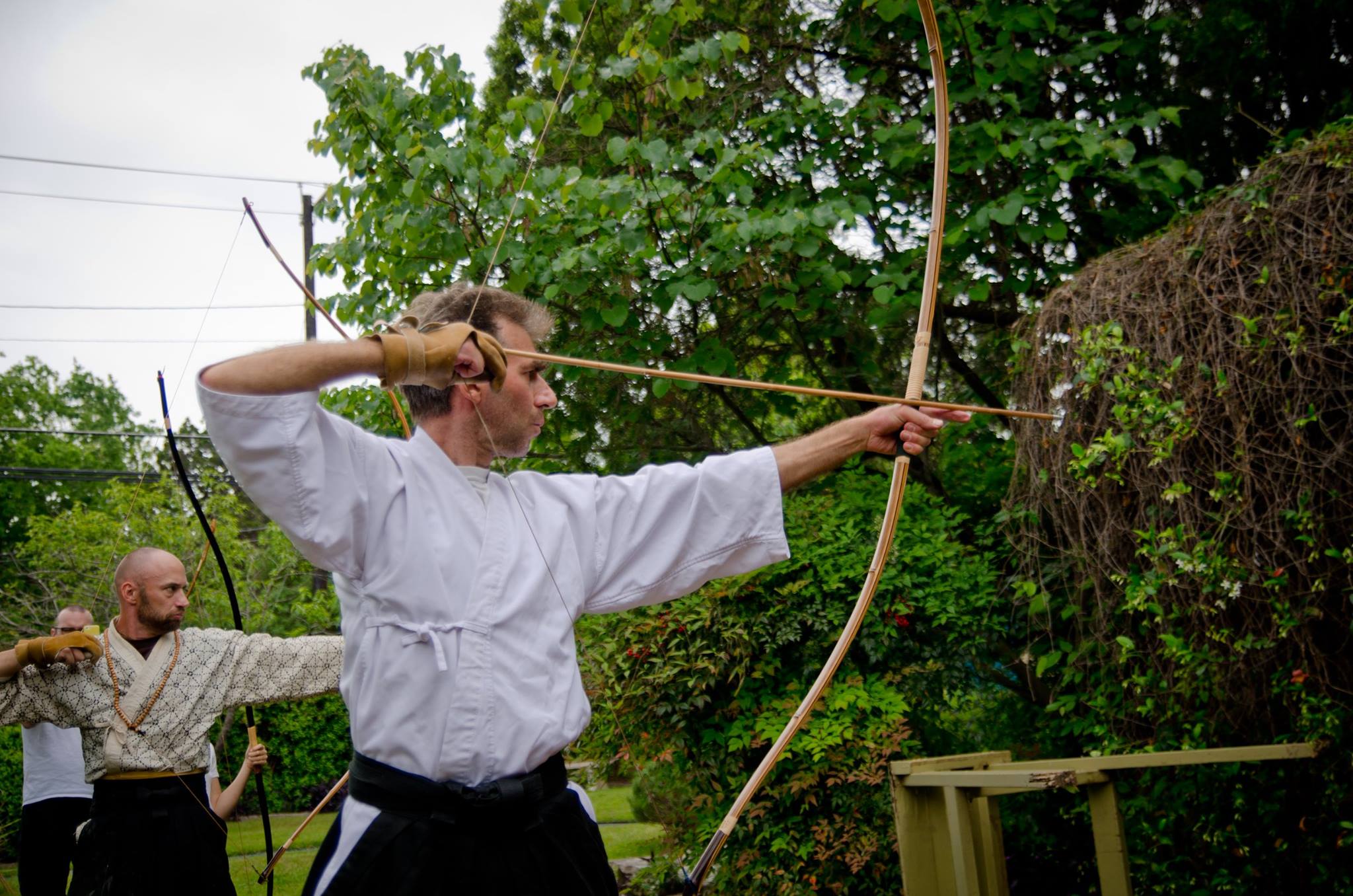 Nestor practicing at the makiwara in Austin, Texas.