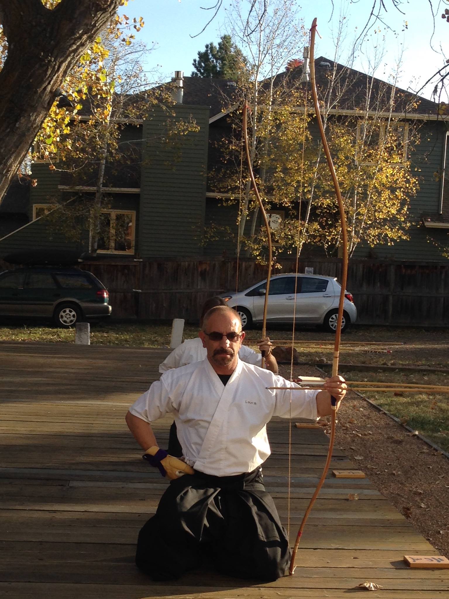 Louis practicing at Zenko kyudojo in Boulder, Colorado.