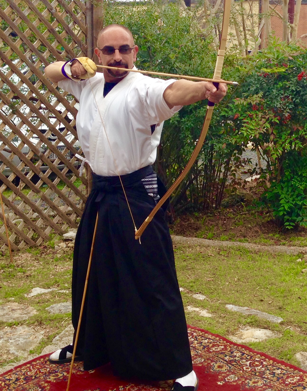 Louis practicing at the makiwara in Austin, Texas.