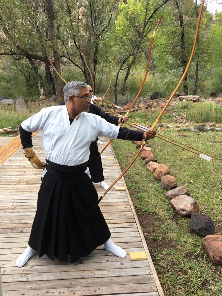 Toby practicing at a retreat in New Mexico.
